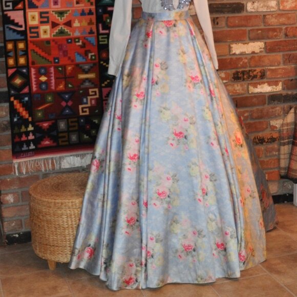 Angela & Alison Rose Floral Ballgown Maxi Skirt Long Full Crinoline Grad Prom 4 - Picture 7 of 13